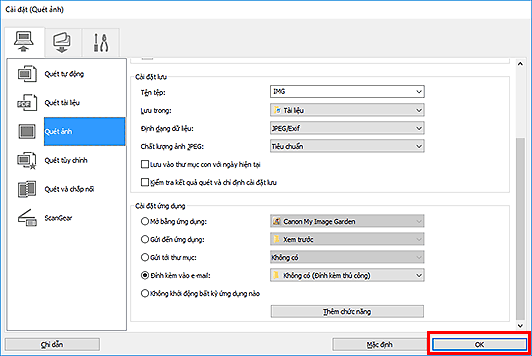 hình: Hộp thoại Cài đặt